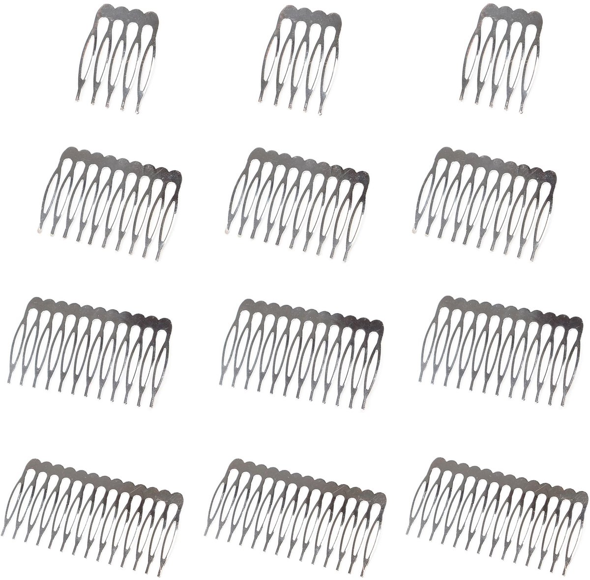 Dailygoods- Haarkammen 12 Stuks - Zijkammen 5/10/12/14 Tanden - Doe-Het-Zelf Haaraccessoires - Bruid/Hoofdsieraden - Geschikt Voor Vrouwen/Meisjes - Ideaal Cadeau