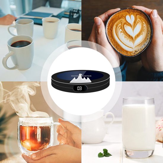 Kopverwarmer - Warme Dranken Plaat - Dranken Warm Houden - Automatische Uitschakeling - 13x13cm - Zwart — afbeelding 4
