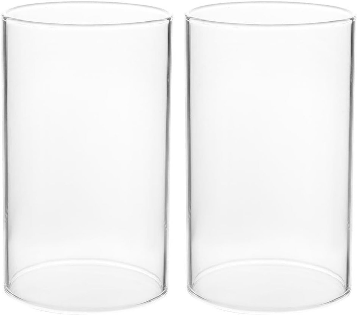 Dailygoods - Transparante Glazen Kaarsenhulzen - Set van 2 - Windlicht Cilinders - 10 x 9 cm