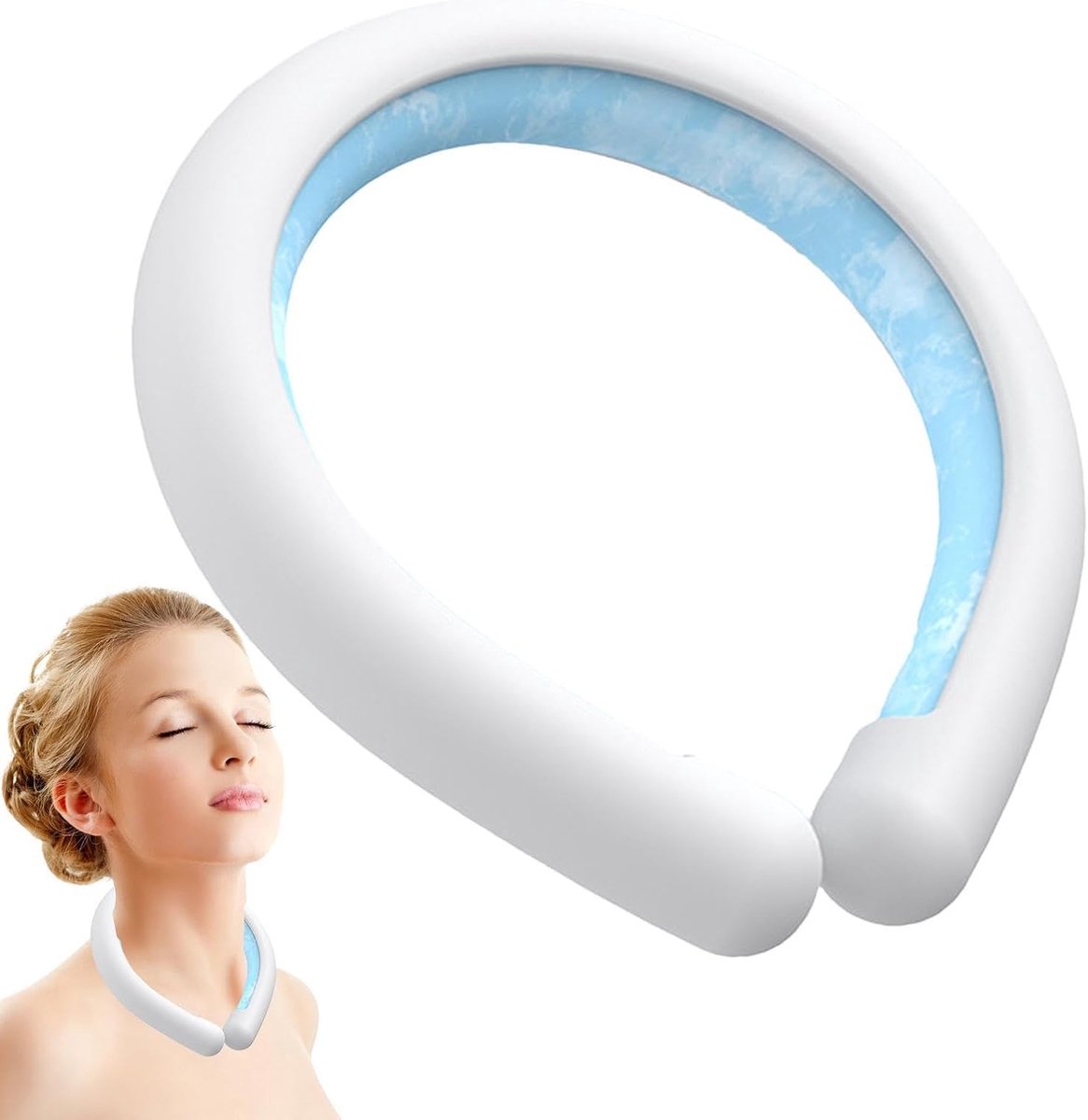 Draagbare koelband - Nekkoeler herbruikbaar - Warm weer verlichting - Handsfree koelgel - 139 x 17 cm - Blauw