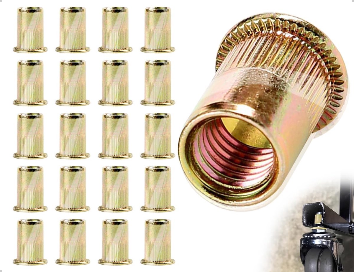 Dailygoods- Klinkmoeren 20 stuks - Koolstofstaal - Ronde Platte Kop - Binnendraad - Klinknagels - Duurzaam Ontwerp - Nietmoeren