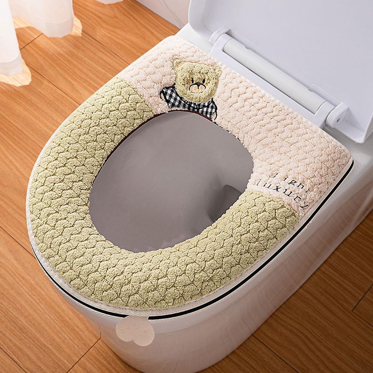 Toiletzittinghoes - Zachte Kussens - Comfort Thuis - Wasbaar Met Rits - 42 x 38 cm - Groen