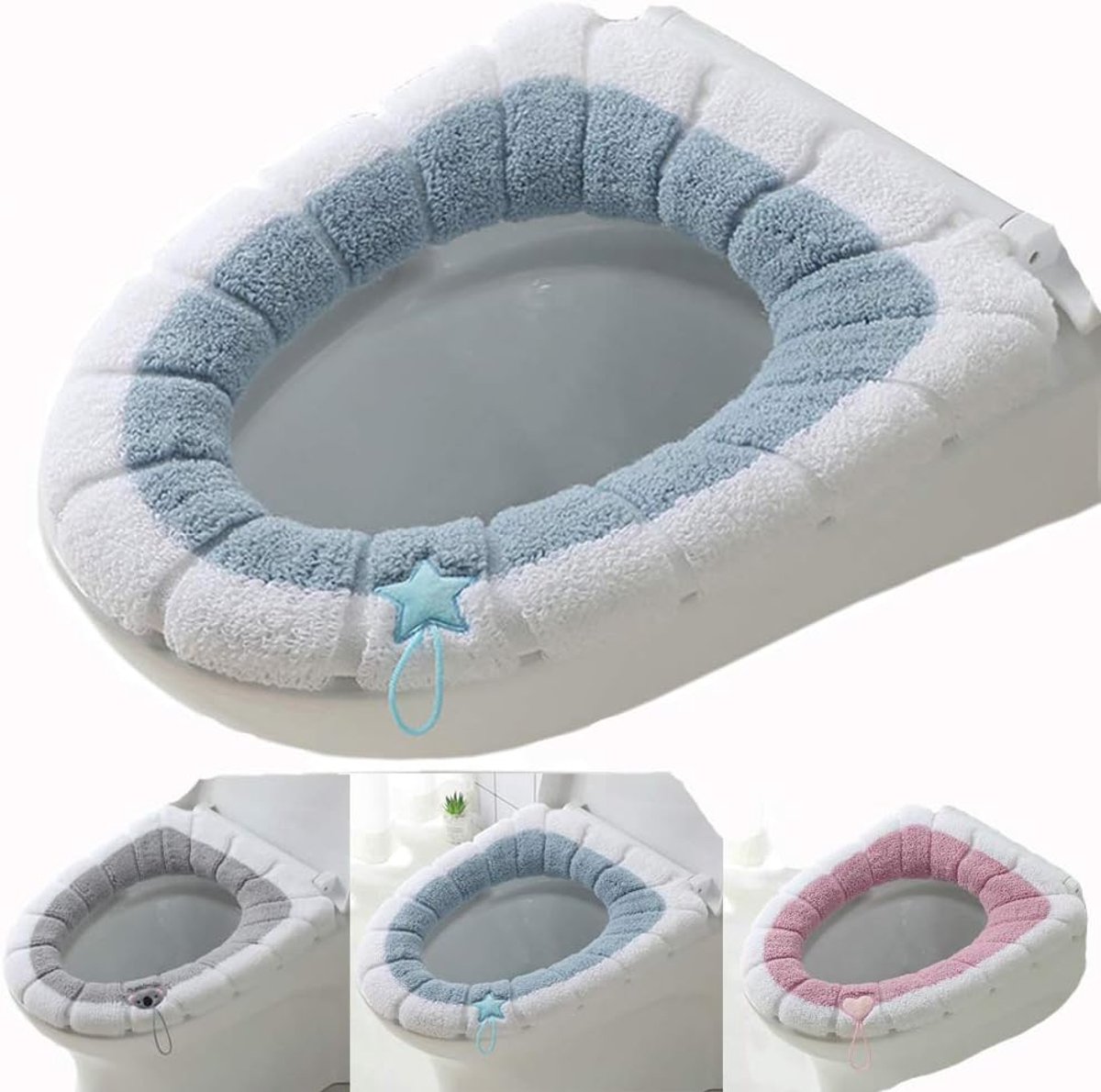 WC-brilhoezen - Zachte warmers - Comfortabel zitten - Wasbaar en herbruikbaar - 3 stuks - Diverse kleuren