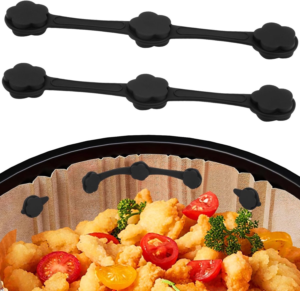 Dailygoods - Magnetische siliconen gespen voor airfryer, 12 stuks, magneten voor het vastzetten van perkamentpapier, accessoires voor friteuse, herbruikbaar, hittebestendig (grijs)