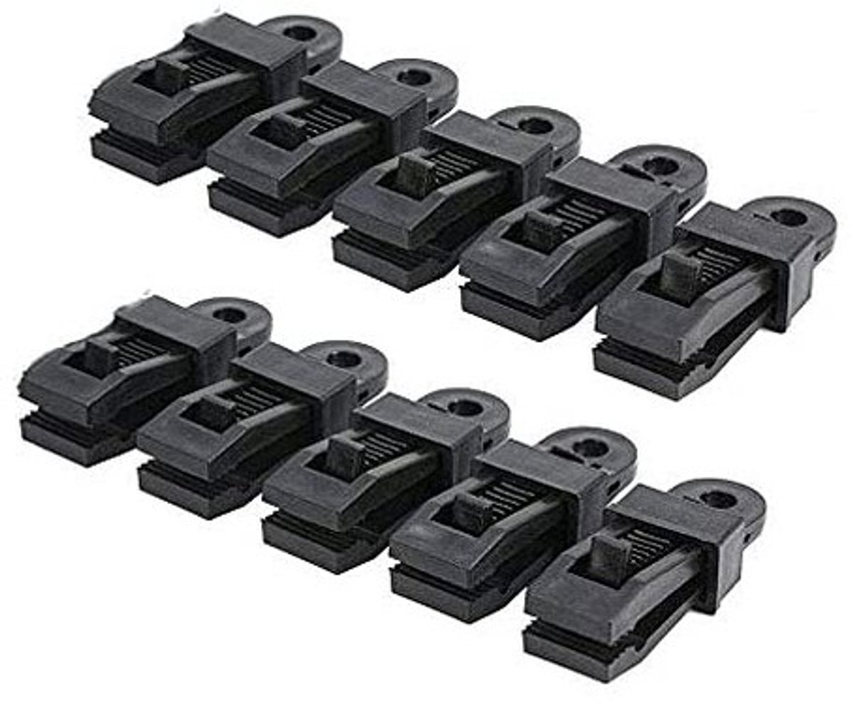 Dailygoods- Zeilklemmen 10 Stuks - Multifunctionele Clip - Tent Accessoires - Winddicht - Zwart - Stevig Materiaal - Tarp Clips