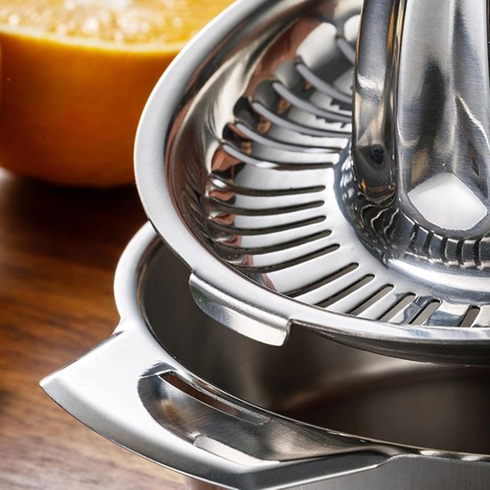 Hand Juicer - Citruspers Fruitpers - Sap Extraheren - Roestvrij Staal - 17.3 x 13 x 10.5cm - Zilver — afbeelding 3