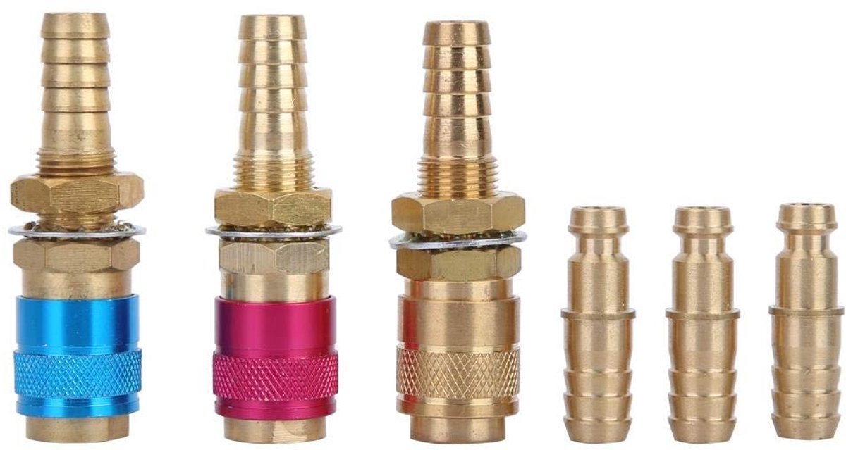 Dailygoods - M10 Watergekoelde Slang Connector - Snelkoppeling - Rood Geel Blauw - Gas Adapter - Duurzaam en Betrouwbaar - Geschikt voor Lastoorts
