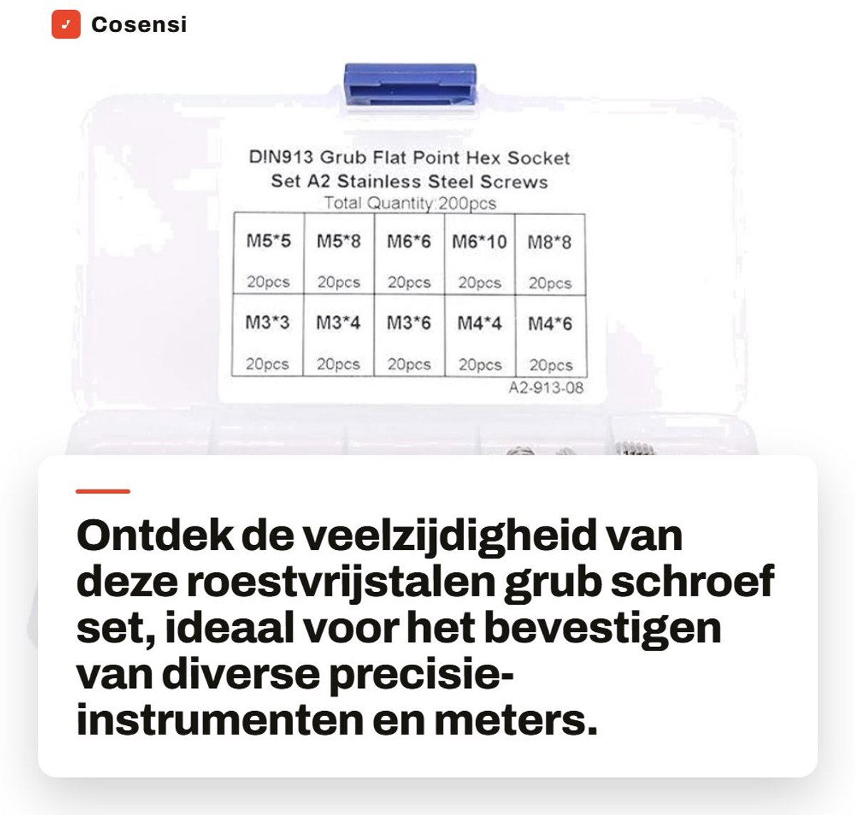 Dailygoods - Roestvrijstalen Grub Schroef Set - 200 stuks - Inclusief Opbergdoos - M3/M4/M5/M6/M8 - Voor Precisie-instrumenten - Voor Elektronische Pr...