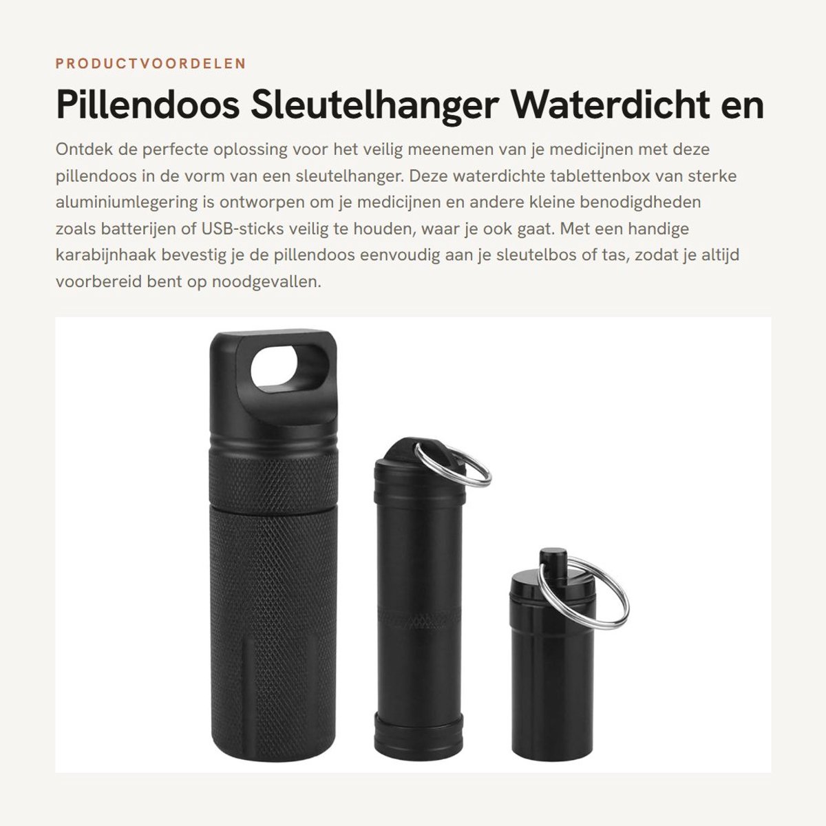 Dailygoods - Pillendoos - Sleutelhanger - Waterdicht en compact - Mini-tablettendoosje - Ideaal voor medicijnen en accessoires - Handig voor onderweg