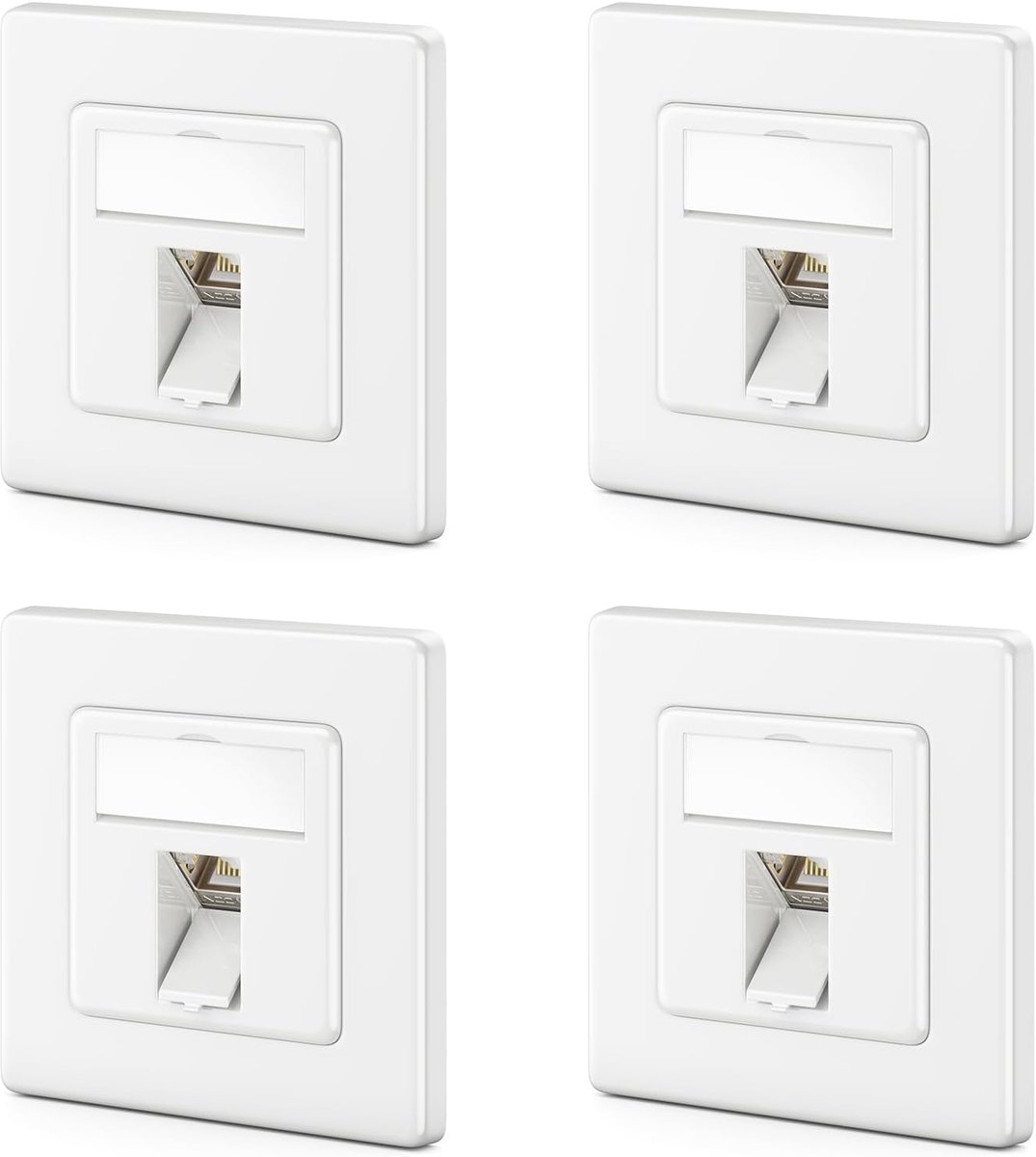 Netwerkcontactdoos Inbouw - LAN Aansluiting - Netwerk Kabel - 4x Keystone Module - RJ45 10 Gbit - Wit