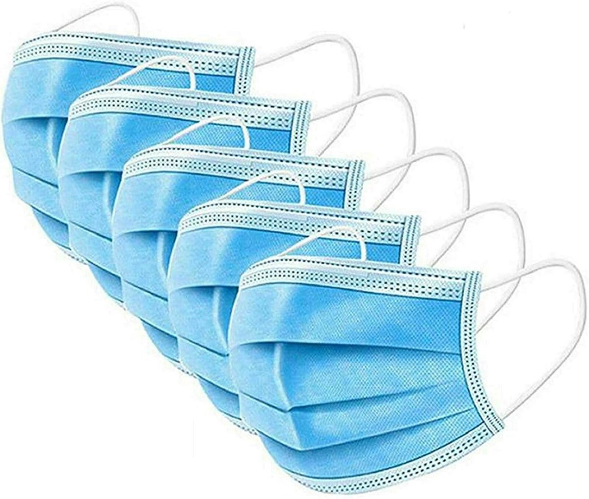 Wegwerpmaskers - Mondkapjes - Dagelijks gebruik - 3-laags vliesstof - 50 stuks - Blauw