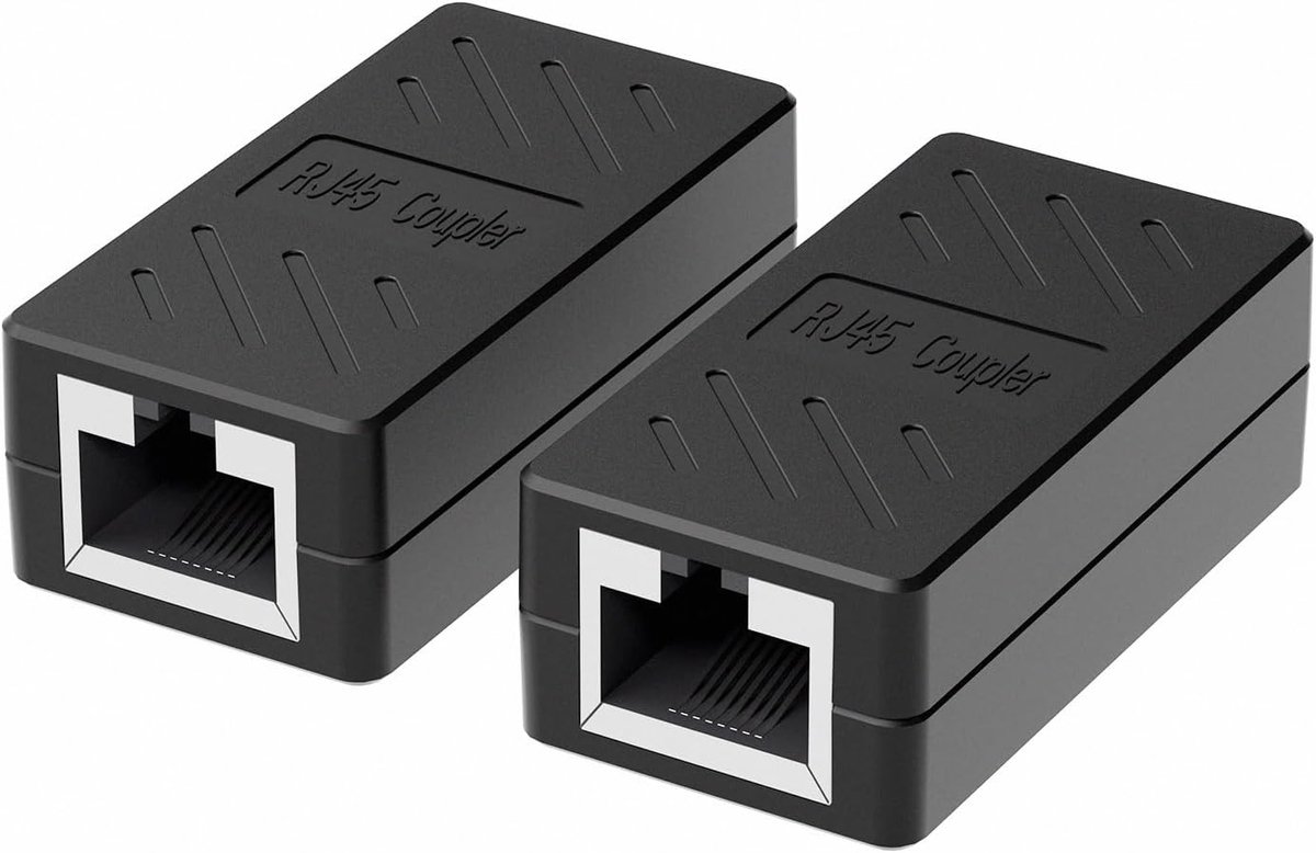 Ethernet Koppelaar - Netwerk Verlengstuk - Netwerk Uitbreiding - Vrouwelijke Aansluiting - 2 Stuks - Zwart