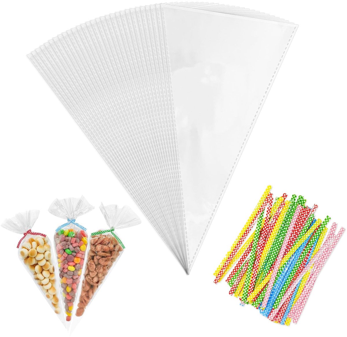 Dailygoods- Cellofaanzakjes 100 stuks - Snoepzakjes - Transparant - Feestzakjes - Cadeauzakjes - 25 x 13 cm - Voedselveilig OPP-materiaal