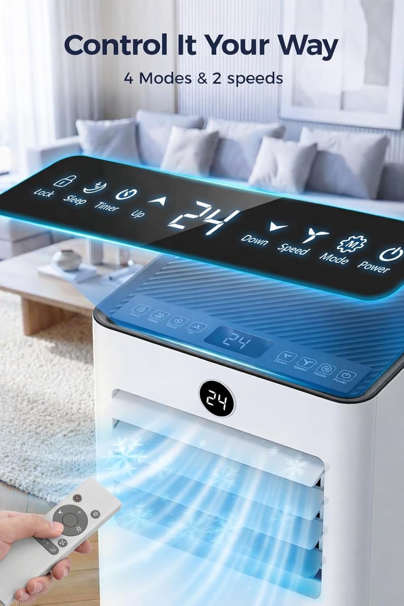 Mobiele Airco - Koeler Ventilator - Ruimte Koelen - Stil 4-in-1 Apparaat - Tot 28 m² - Wit thumbnail 6
