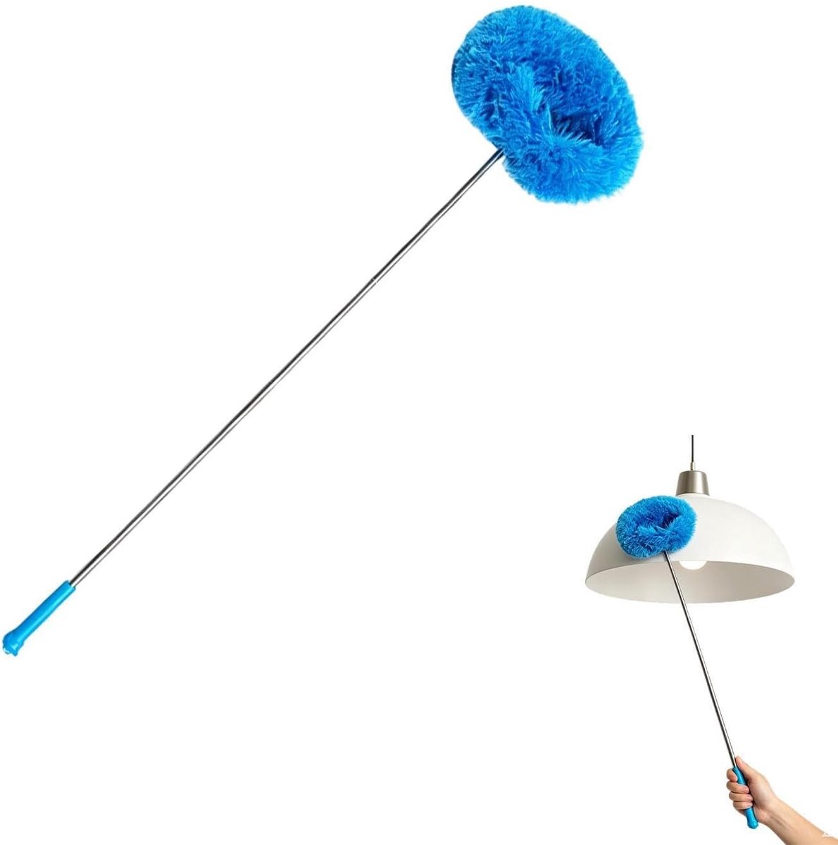 Ventilator Stoffer - Reinigingsborstel Plafond - Hoge Plekken Schoonmaken - Verlengbare Steel - 115 cm - Blauw