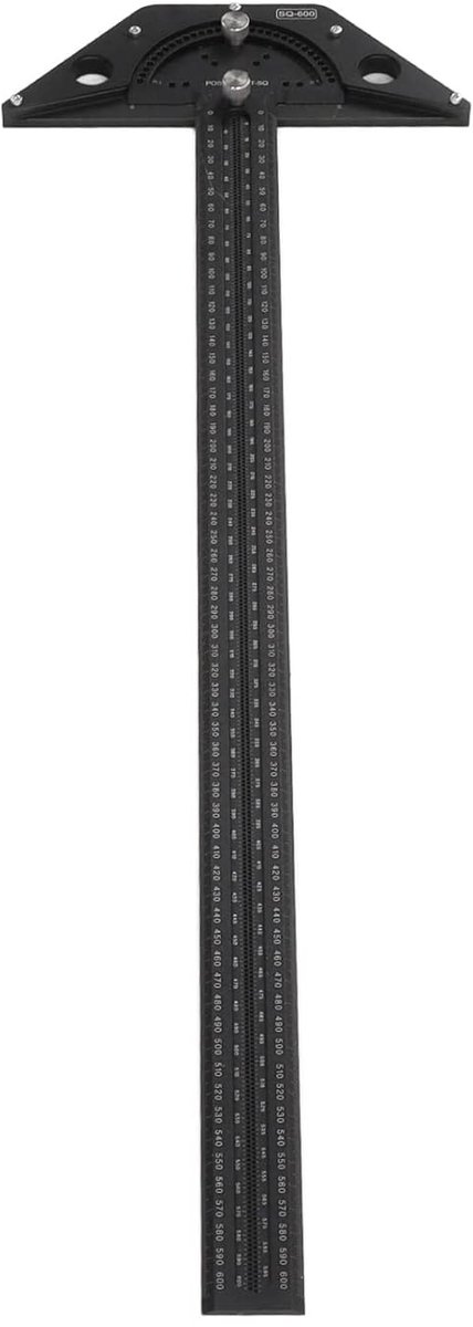 Houtbewerkingsliniaal - Timmerman Regel - Nauwkeurig Meten - 0-70 Graden Hoek - Aluminium Legering - Zwart