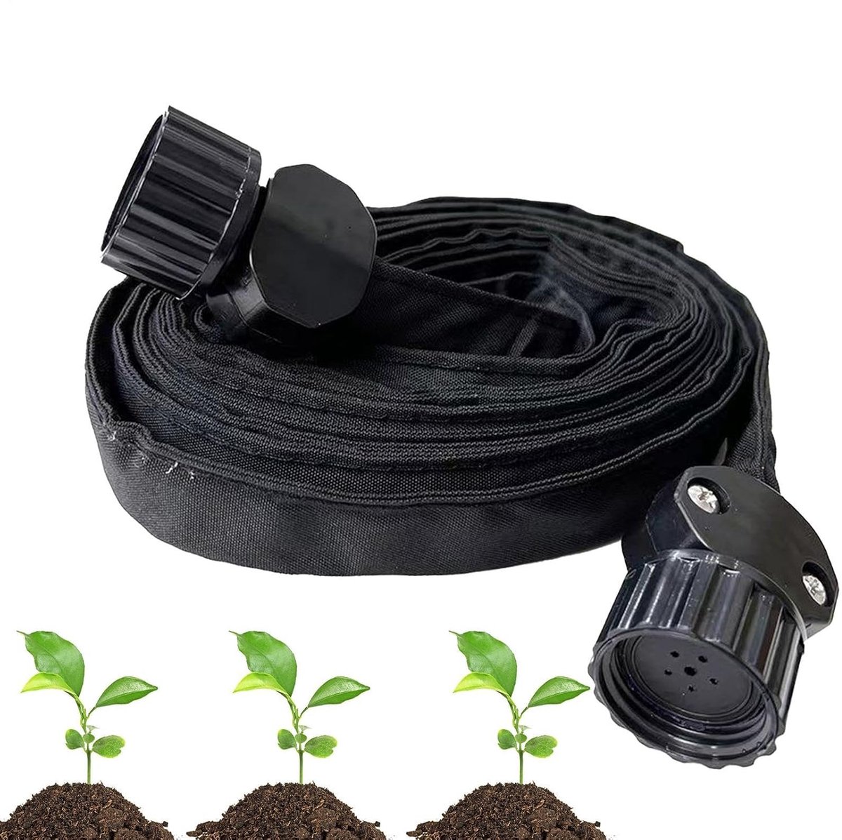 Irrigatieslang - Platte buis - Efficiënte bewatering - Knoopvrij ontwerp - 15 meter - Zwart