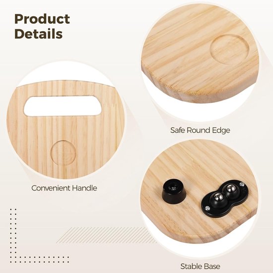 Houten Schuifbord - Keukenmachine Mat - Apparaat Verplaatsen - Met Handvat - 36x28 cm - Beige van houten — afbeelding 2