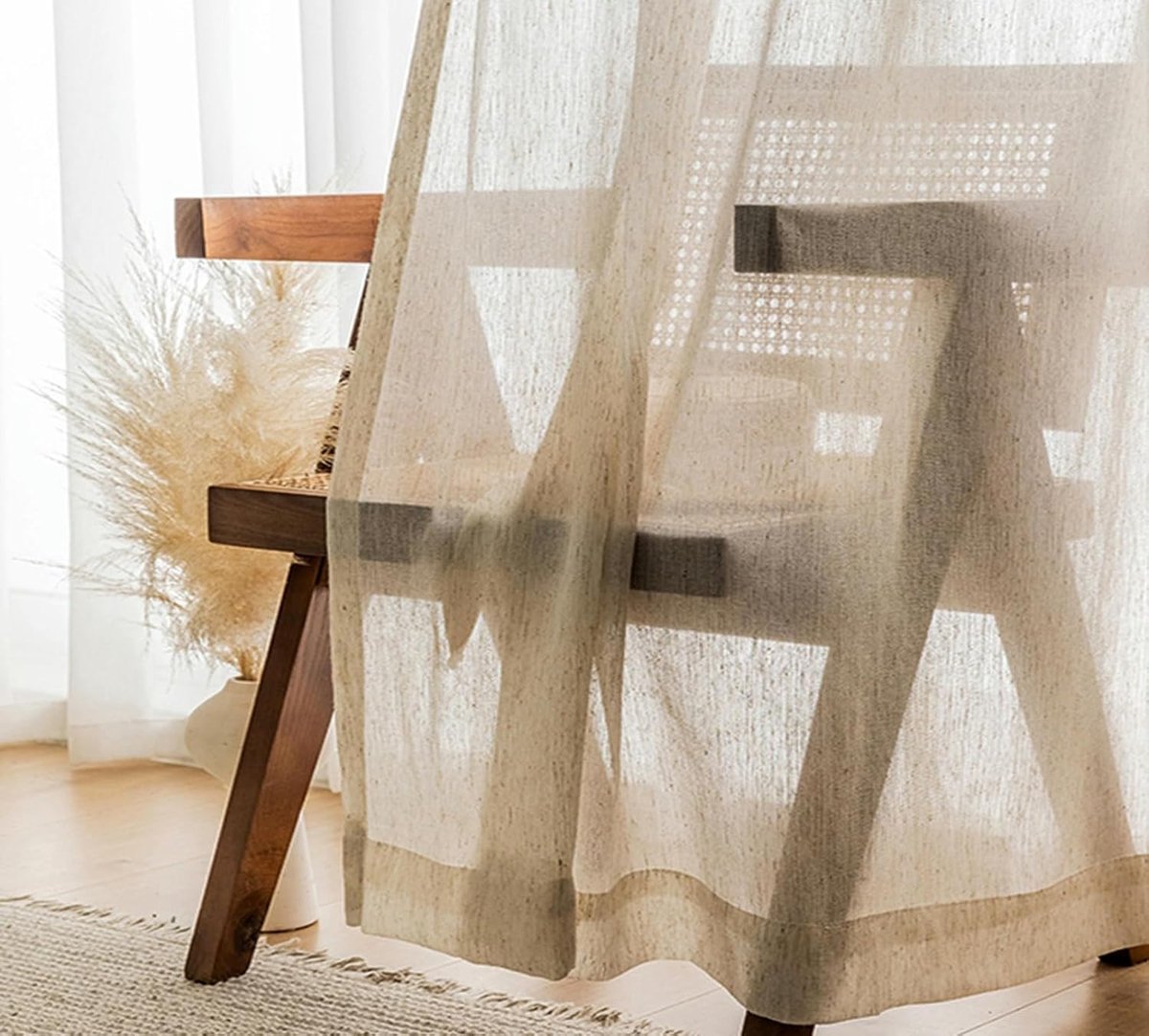 Linnenlook Gordijnen - Voile Vitrage - Woonkamer Decoratie - Lichtdoorlatend Ontwerp - W30