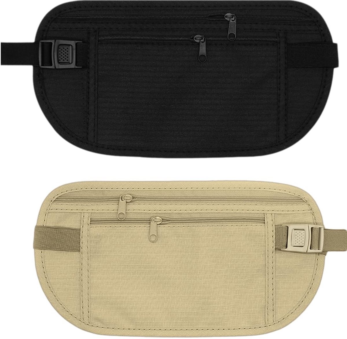 Dailygoods - Verborgen geldriem, 2 stuks, anti-diefstalriem, sporttas, verstelbare riem, waterdichte reistas voor mobiele telefoon, paspoort, contant geld