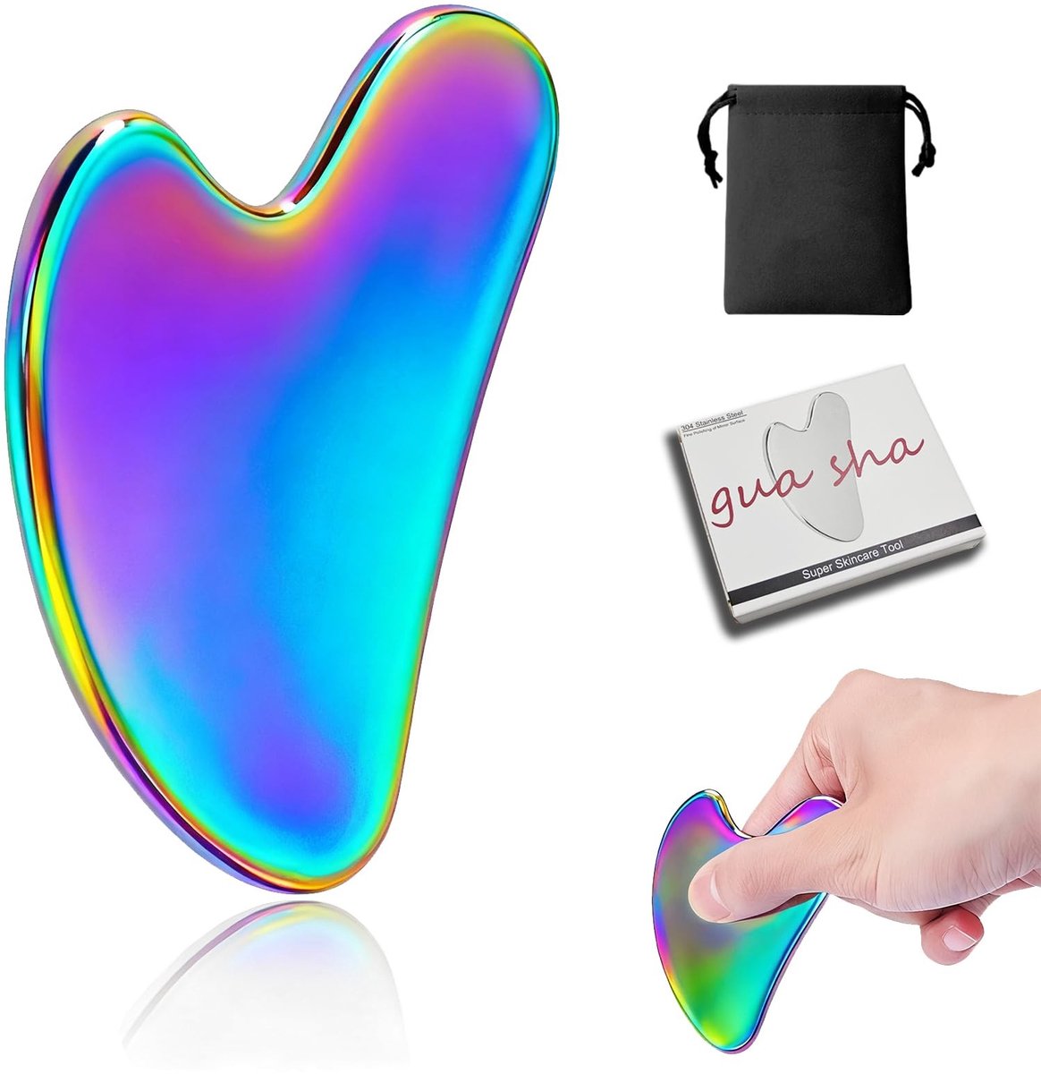 Dailygoods- Gua Sha Gezichtshulpmiddel Roestvrij Staal - Massage/Schaaf - Lymfedrainage - Voor Gezicht/Ogen/Nek - Lichtgewicht - Duurzaam - Massage Tool