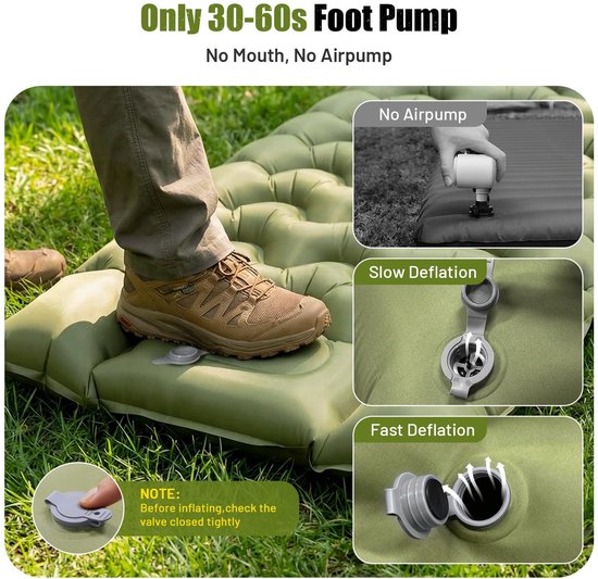 Dailygoods- Luchtmatras 1 Persoon - Opblaasbare Matras met Voetpomp - Waterdicht - Compact - Ideaal voor Camping - Afmetingen 196 x 70 x 10 cm van Dailygoods — afbeelding 5