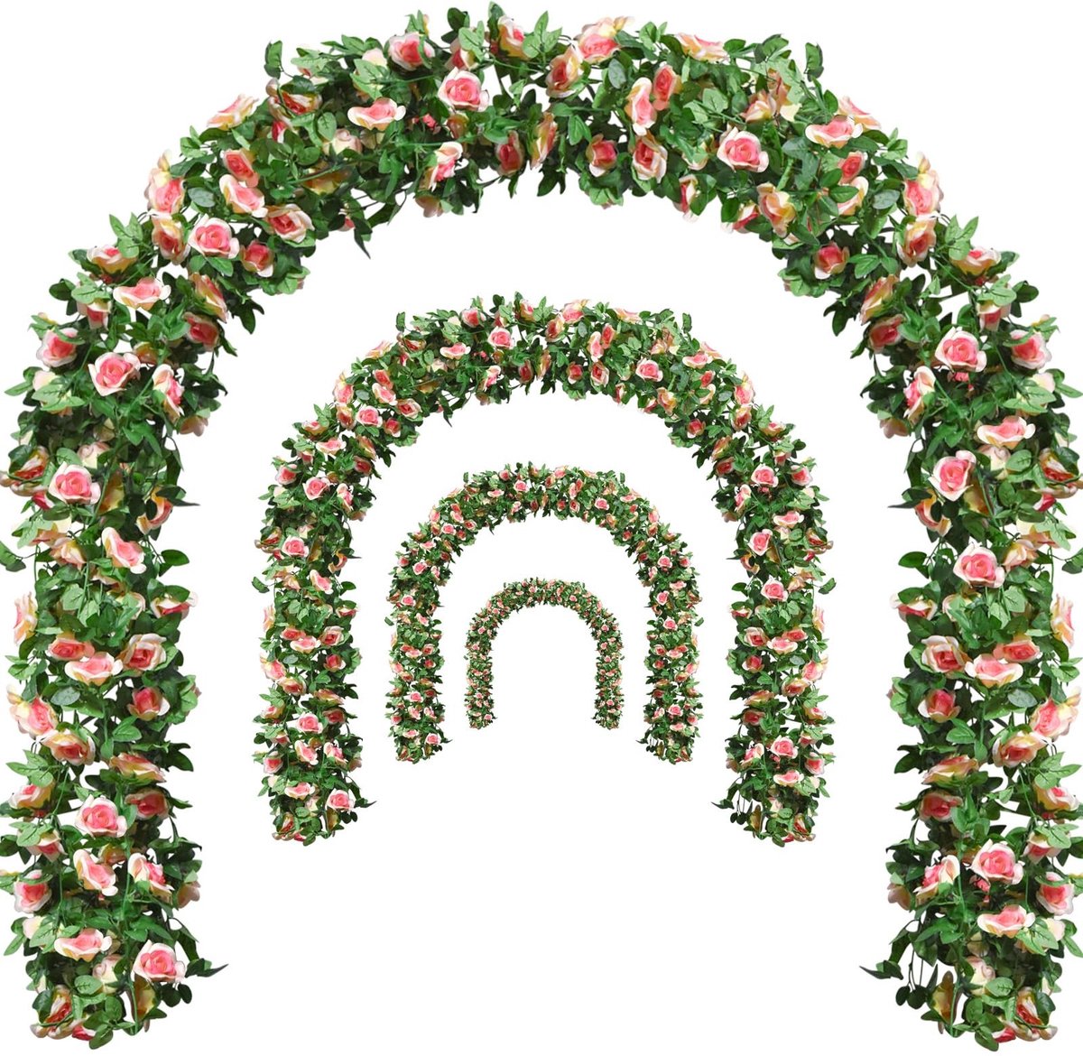Dailygoods - Roze bloem Garland wijnstokken - 4 stuks voor bruiloften en decoratie