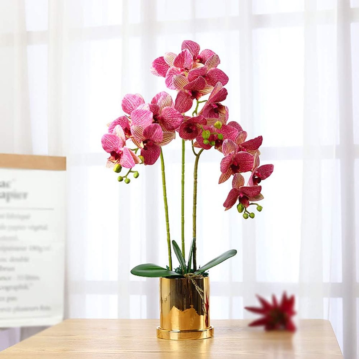 Kunstplant in Pot - Nep Bloemen - Woonkamer Decoratie - Zijde en Plastic - 60 cm Hoog - Ro