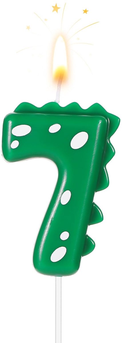 Dailygoods - Verjaardag Nummer Kaars, 7cm Dinosaurus Kaars Verjaardagstaart Kaarsen Dinosaurus Verjaardagskaars voor Taart Dinosaurus Kaars Thema Feestdecoratie(Nummer 7)