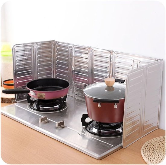 Opvouwbare Spatscherm - Olie Vanger - Koken Beschermen - Drie Panelen - 84 x 32.5 cm - Zilver — afbeelding 3