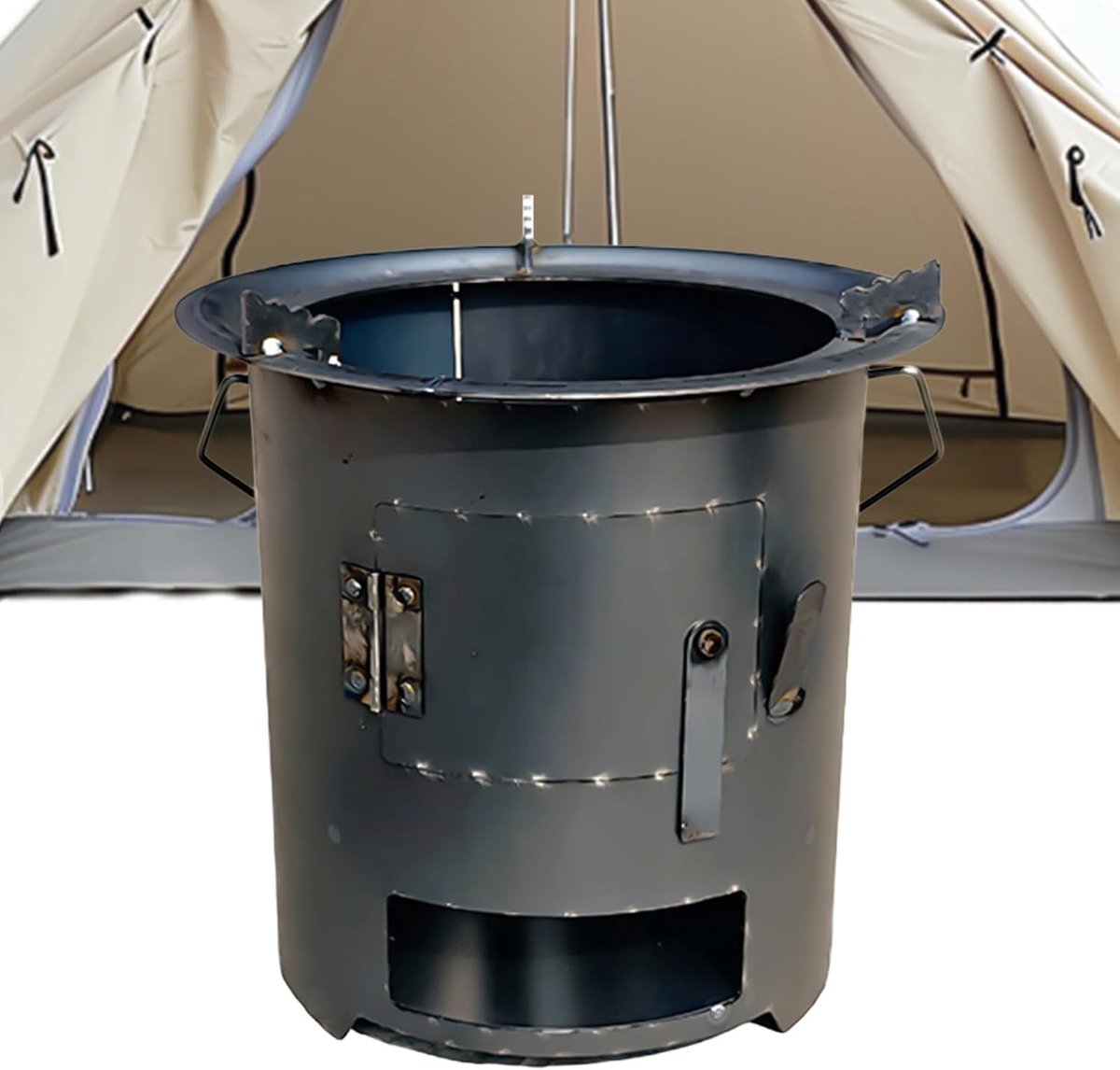 Houtkachel Buiten - Draagbare Oven - Outdoor Koken - Versterkte Stabiliteit - 28cm Hoog - Zwart