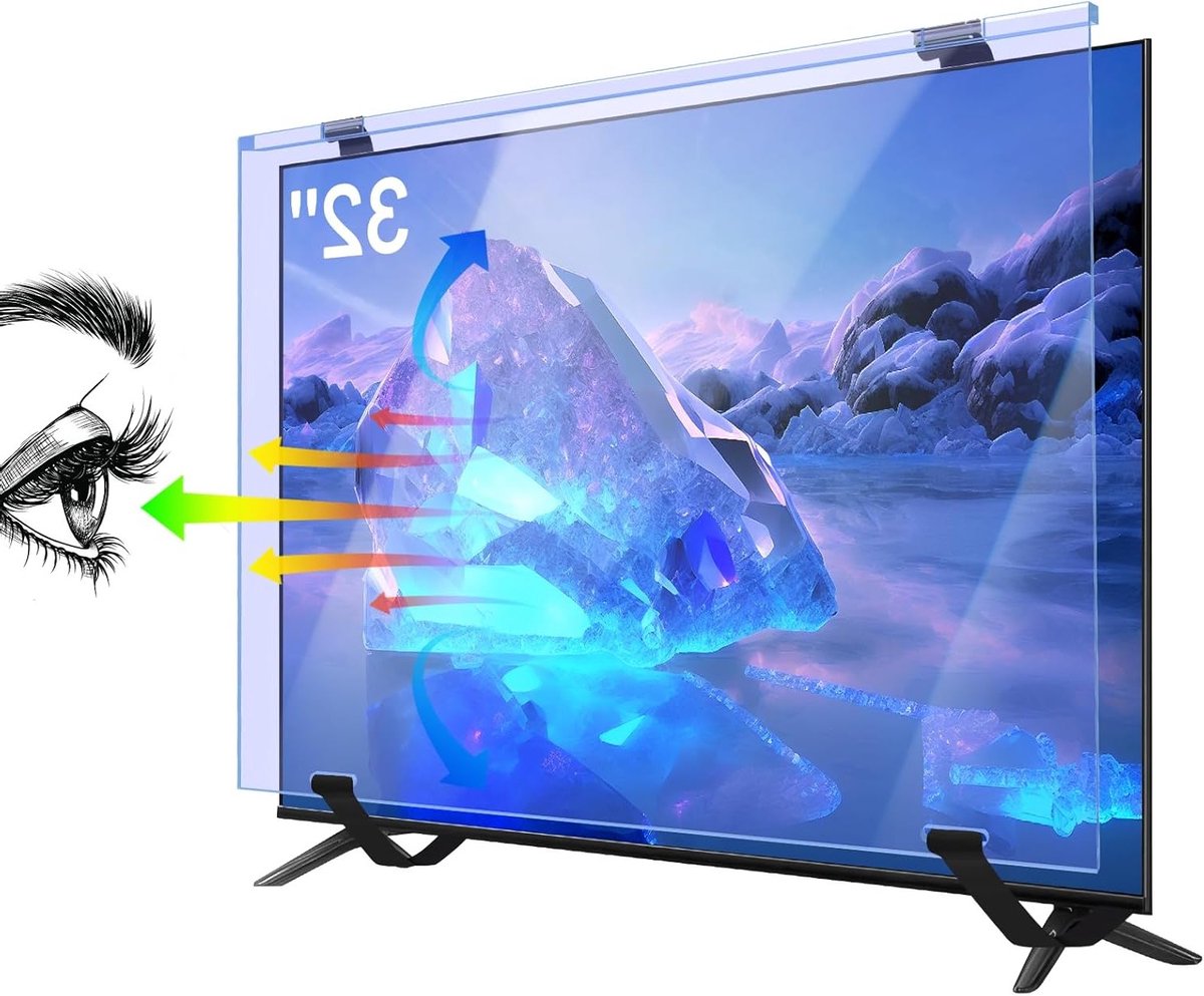 32 Inch TV Schermbeschermer, Bescherming tegen Blauw Licht, Anti-Glare en Krassen, Vermindert Oogvermoeidheid voor Wandgemonteerde TV