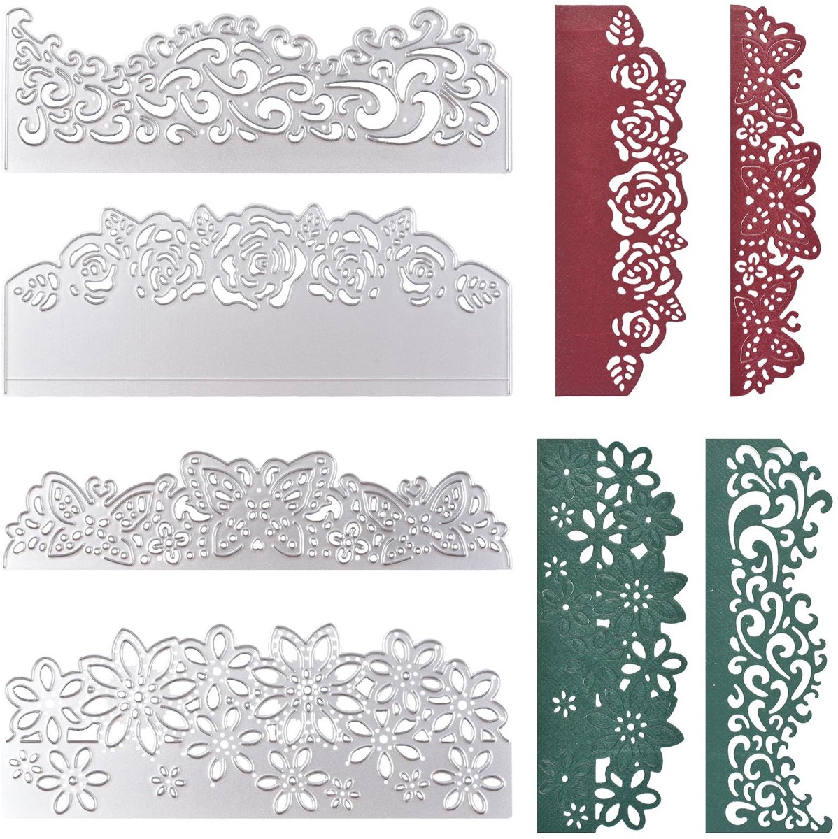 Dailygoods- Matrijzen 4 Stuks - Snijmatrijzen - Stansen voor Kaarten - Scrapbooking - Kanten Frame - Koolstofstaal - Snijmal