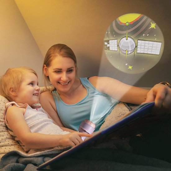Zaklampprojector Kinderen - Nachtlamp Projector - Educatief Spel - 120 Kleurrijke Motieven - 13 x 67 x 4 cm - Paars — afbeelding 3