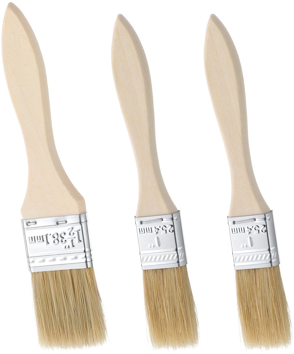 Dailygoods- Bakkwastenset 3-delig - Houten Greep - Natuurlijke Wildzwijnharen - Hittebestendig - Voor Olie/Sauzen - Lichtgewicht 65,3 gram - Bakkwast