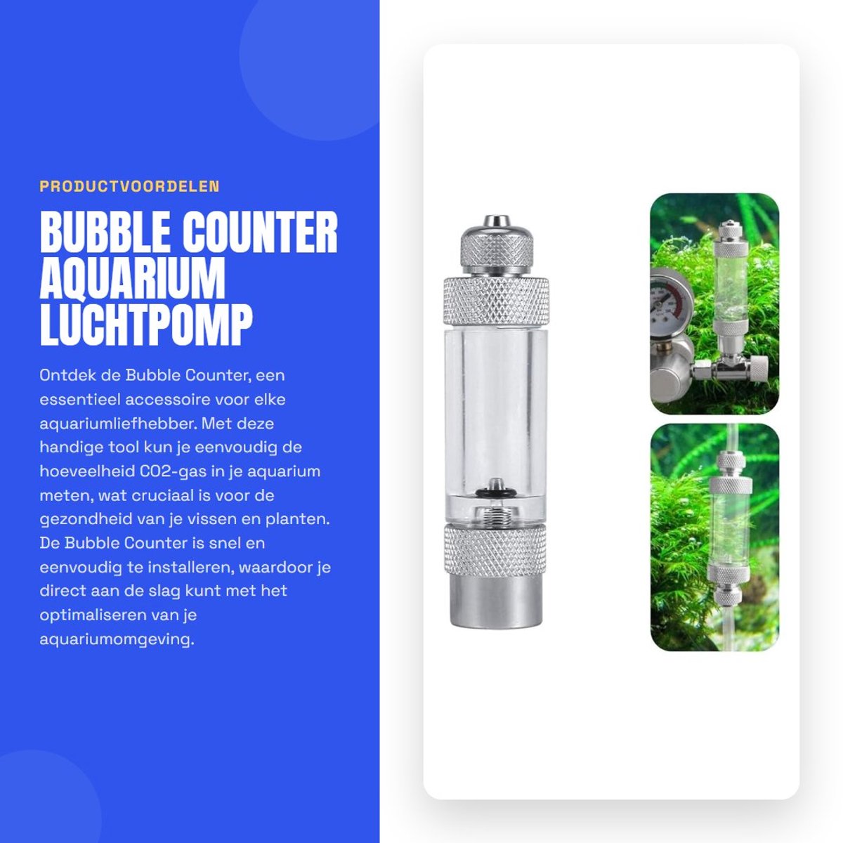 Dailygoods- Bellenteller - Aquarium Accessoire - CO2-gas Indicator - Eenvoudig te Installeren - Onschadelijk voor Planten/Vissen - Inclusief Zuignap - Aquariumaccessoire