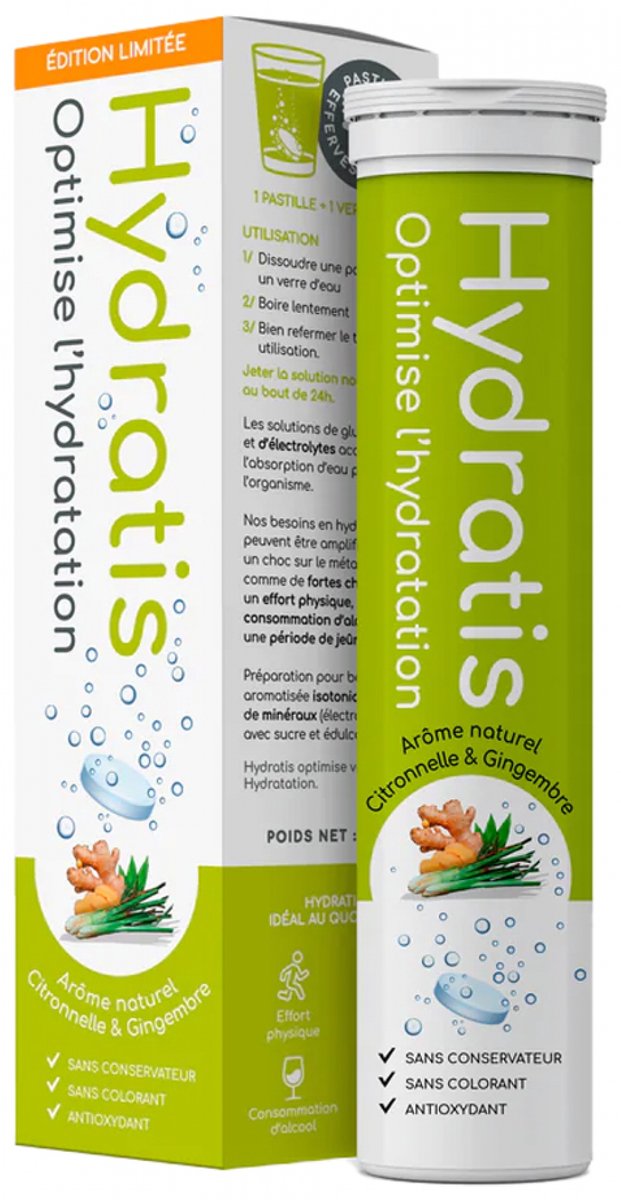 Hydratis Hydratatieoplossing 20 Bruistabletten (Aroma : Citroengras Gember)