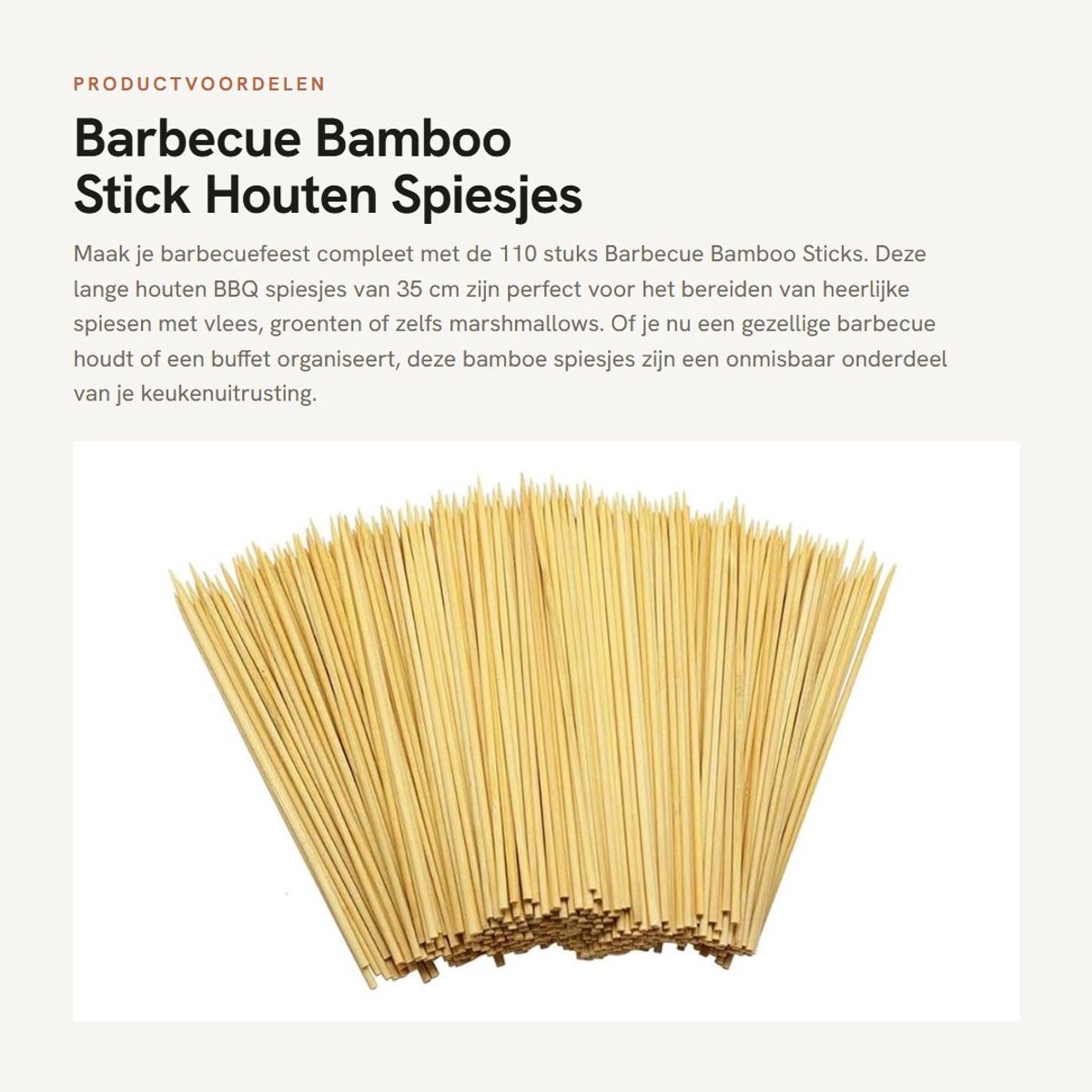 Dailygoods- Bamboe Spiesjes 35 cm - 110 Stuks - Houten BBQ Spiesjes - Grillspiesen voor Barbecue - Kebab/Marsmallow Spiesen - Ideaal voor Party's