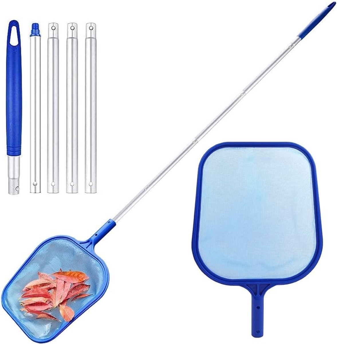 Dailygoods- Zwembadnet met telescopische handgreep - Schepnet zwembad - Schepnet vijver - Onderhoud zwembad - Reinigen bladeren - Hoogwaardig aluminium