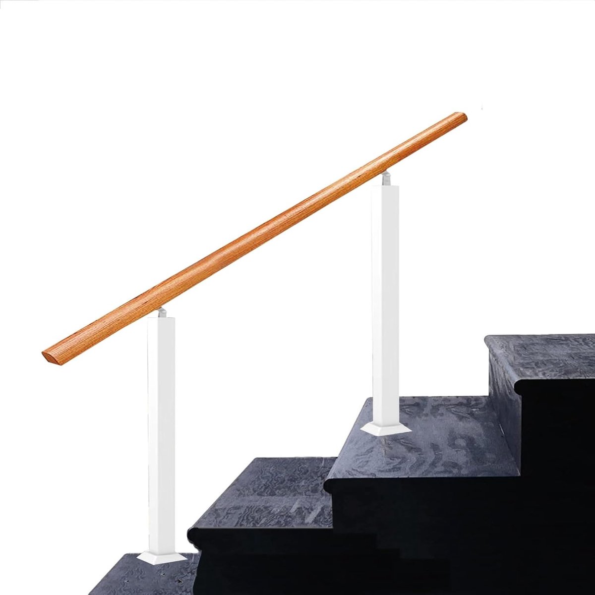 Trapleuning Buiten - Steun voor trap - Veiligheid Vergroten - In hoogte verstelbaar - 90 cm Hoog - Wit
