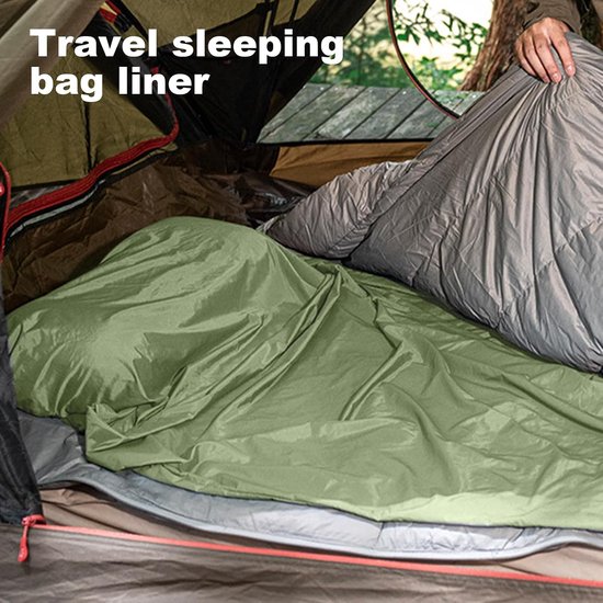 Slaapzak Liner - Reis Laken - Kamperen en Reizen - Warmte en Hygiëne - 210x80 cm - Groen — afbeelding 4
