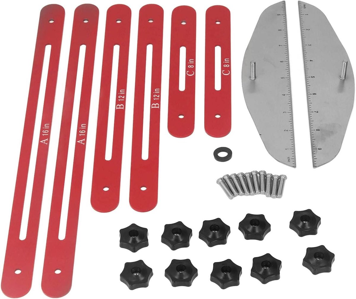 Meetinstrument voor traptreden - Trapleuning mal - Nauwkeurig meten - Verstelbare dubbele liniaal - 28-152 cm - Rood