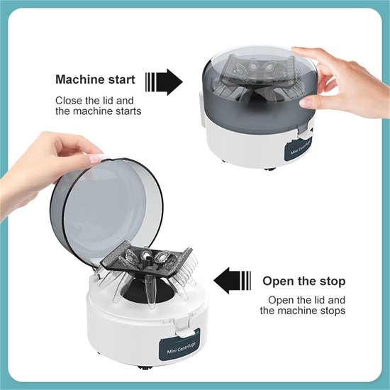 Mini Centrifuge - Laboratorium Apparaat - Monster Scheiding - Stille Werking - 4000 RPM - Wit — afbeelding 2