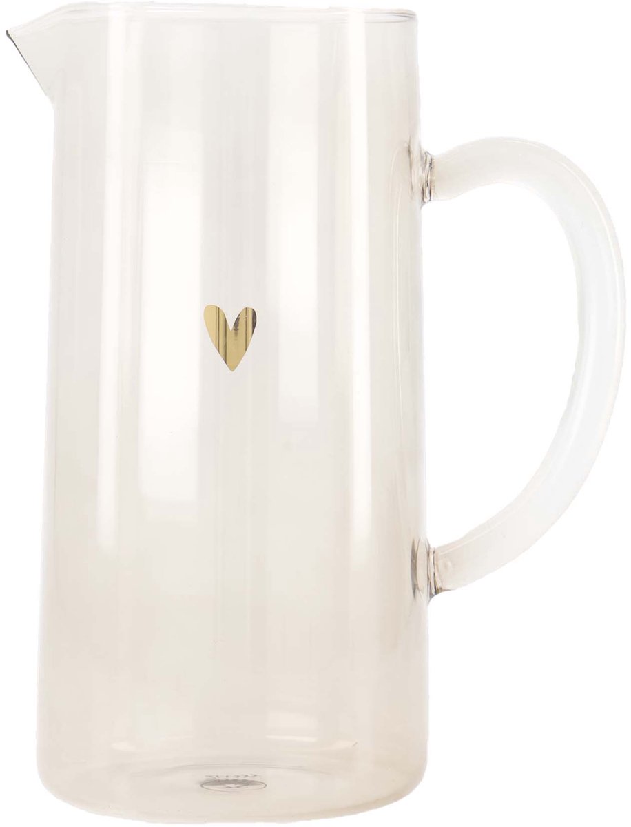 Zusss Water Jug Heart Glas Brown / Gold
