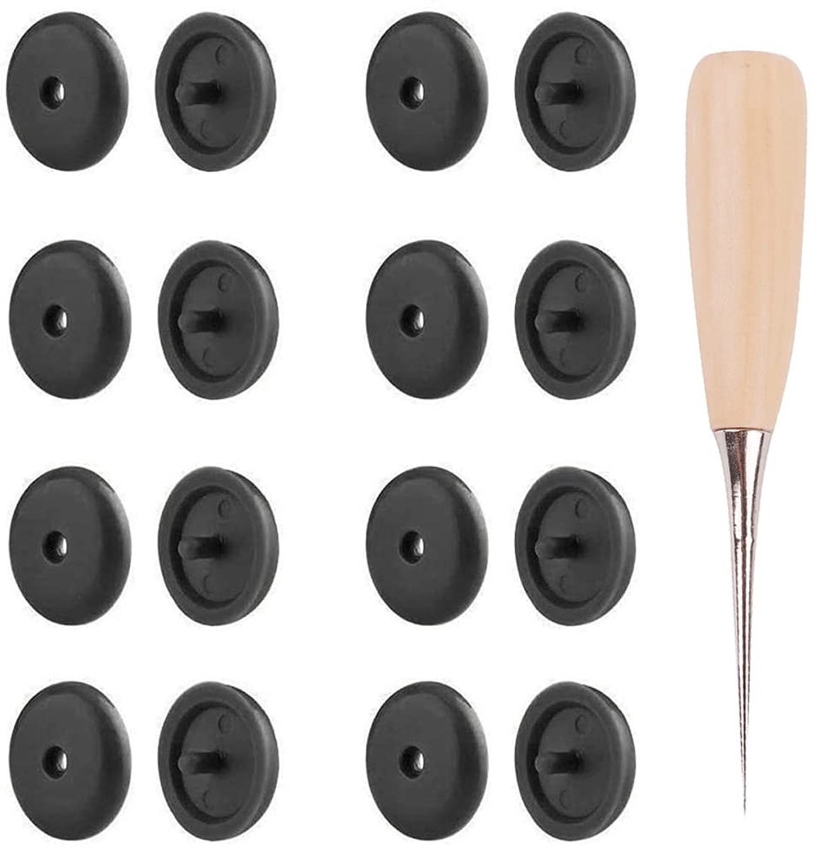 Dailygoods- Buttbutton 15 Sets - Antislip Gesp - Riem Gesp - Houten Handvat - Limietfunctie - Diameter 1,5 cm - Riemgesp