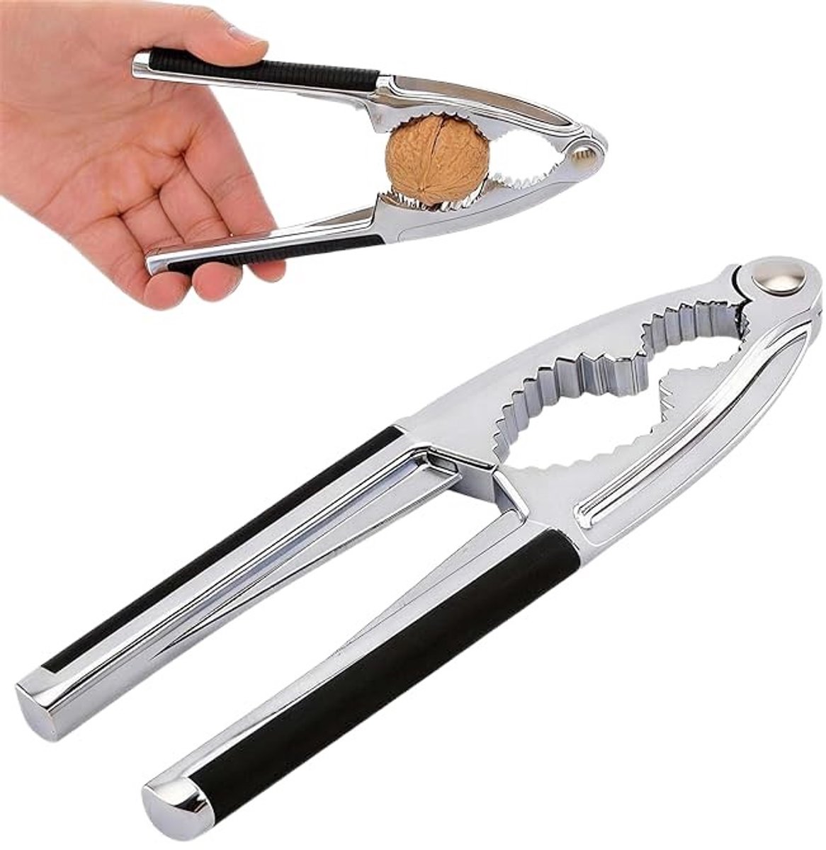 Dailygoods - Hoogwaardige Notenkraker - Roestvrij Staal Walnotenkraker met Antislip Handgreep, Duurzame Pecan, Hazelnoot en Paranoten Kraker met Levenslange Prestaties – Zwart