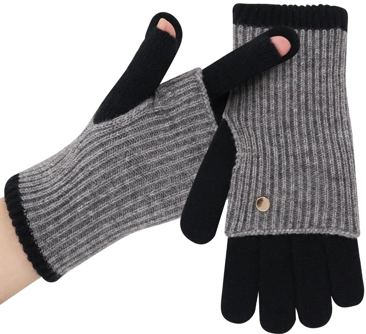 Dailygoods- Handschoenen Winter - Gebreide Winterhandschoenen - Vingertoppen - Zacht en Warm - 1 Paar - 23 cm Lengte