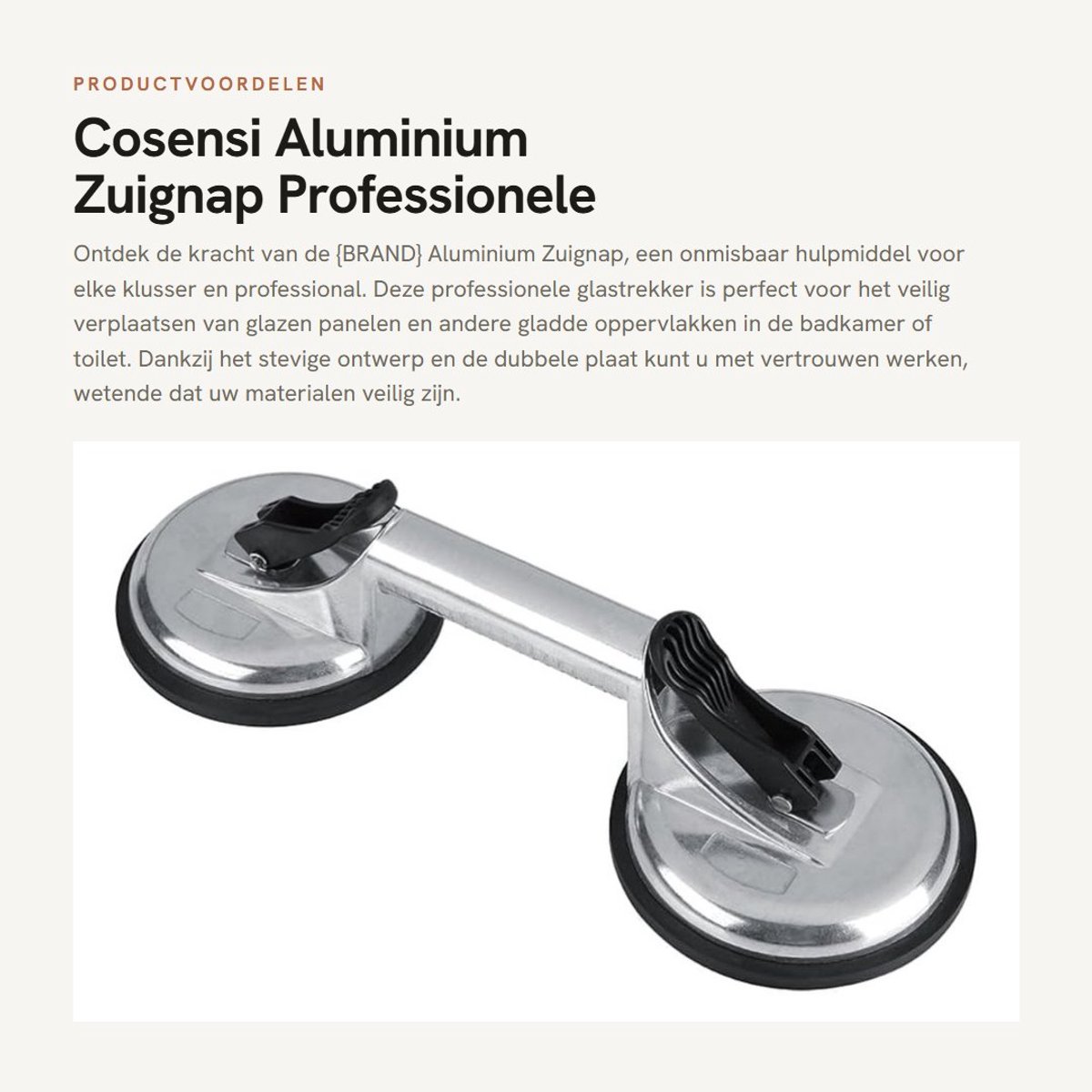 Dailygoods- Zuignap 105 kg hefvermogen - Dubbele Zuignap - Aluminium - Glastrekker - Verplaatsingsgereedschap - Stevige handgreep