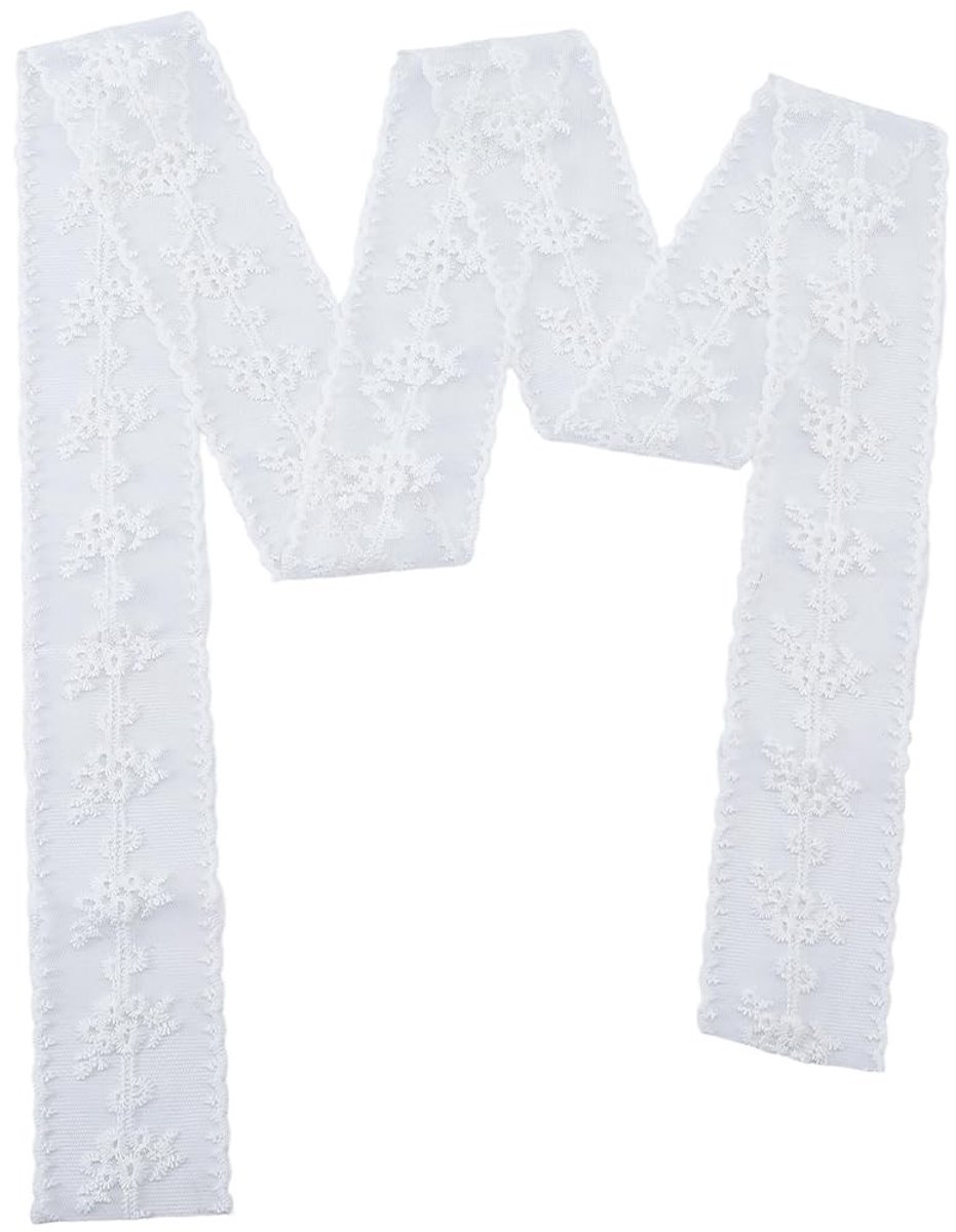 Dailygoods - Witte Kanten Sjaal Riem 152 cm - Bloemen Kant Sjaal voor Dames