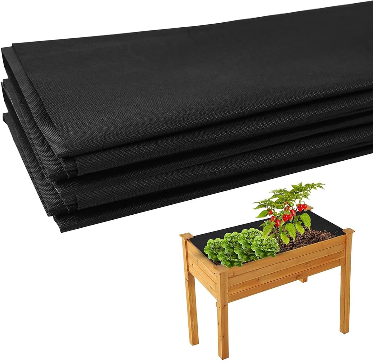 Tuin Bodembedekking - Landschap Stof - Onkruid Beheersen - Natuurlijk Niet-geweven - 160x210cm - Zwart